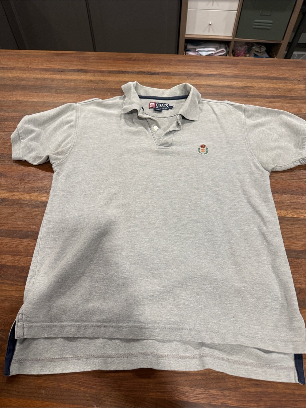 Chaps Men's Light Gray Polo with Embroidered Crest